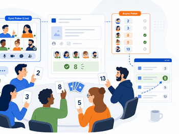 Flat illustration of Planning Poker estimation in Jira