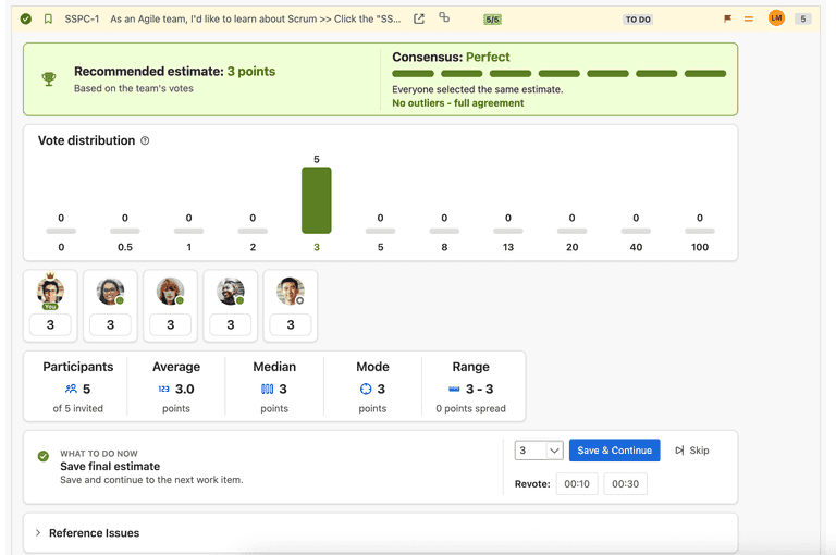 Async Poker for Jira perfect consensus review and final estimate
